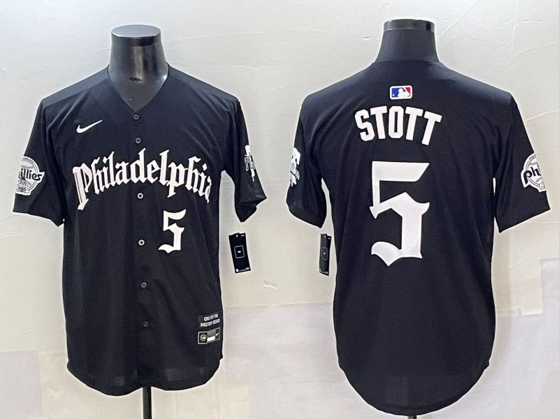 Men 2025 Philadelphia Phillies #5 Stott Black Seventh generation Joint Name Nike MLB Jersey style 5->philadelphia phillies->MLB Jersey